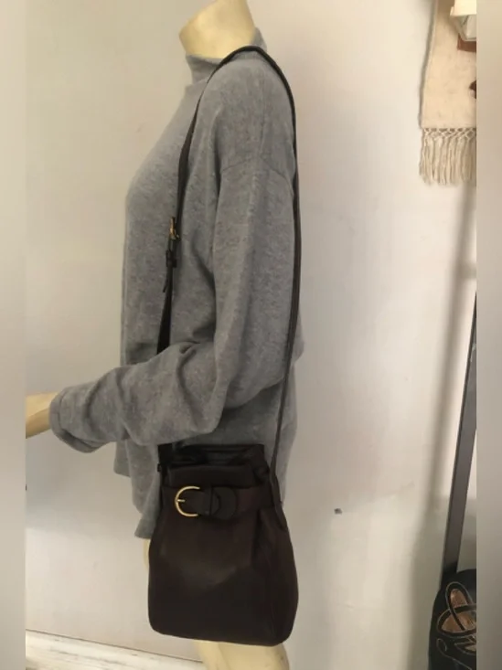 Vintage Coach SoHo Dark Brown Leather Crossbody with Gold Buckle #4156 - Picture 4 of 12